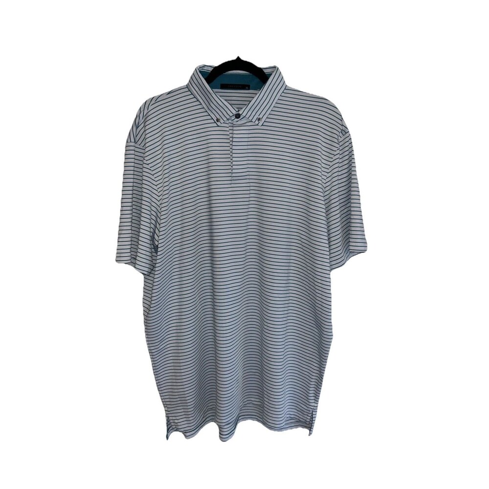 Greyson Mens XL Performance Polo Shirt Golf Blue Striped Active Lightweight